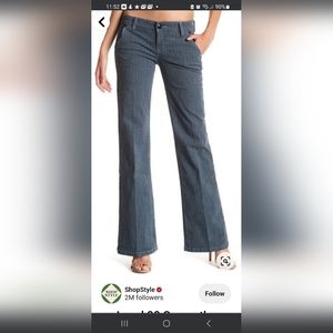 NWT Level 99 Indigo Stripe "Samantha" Classic Flare Leg Trousers Size:27 & 28